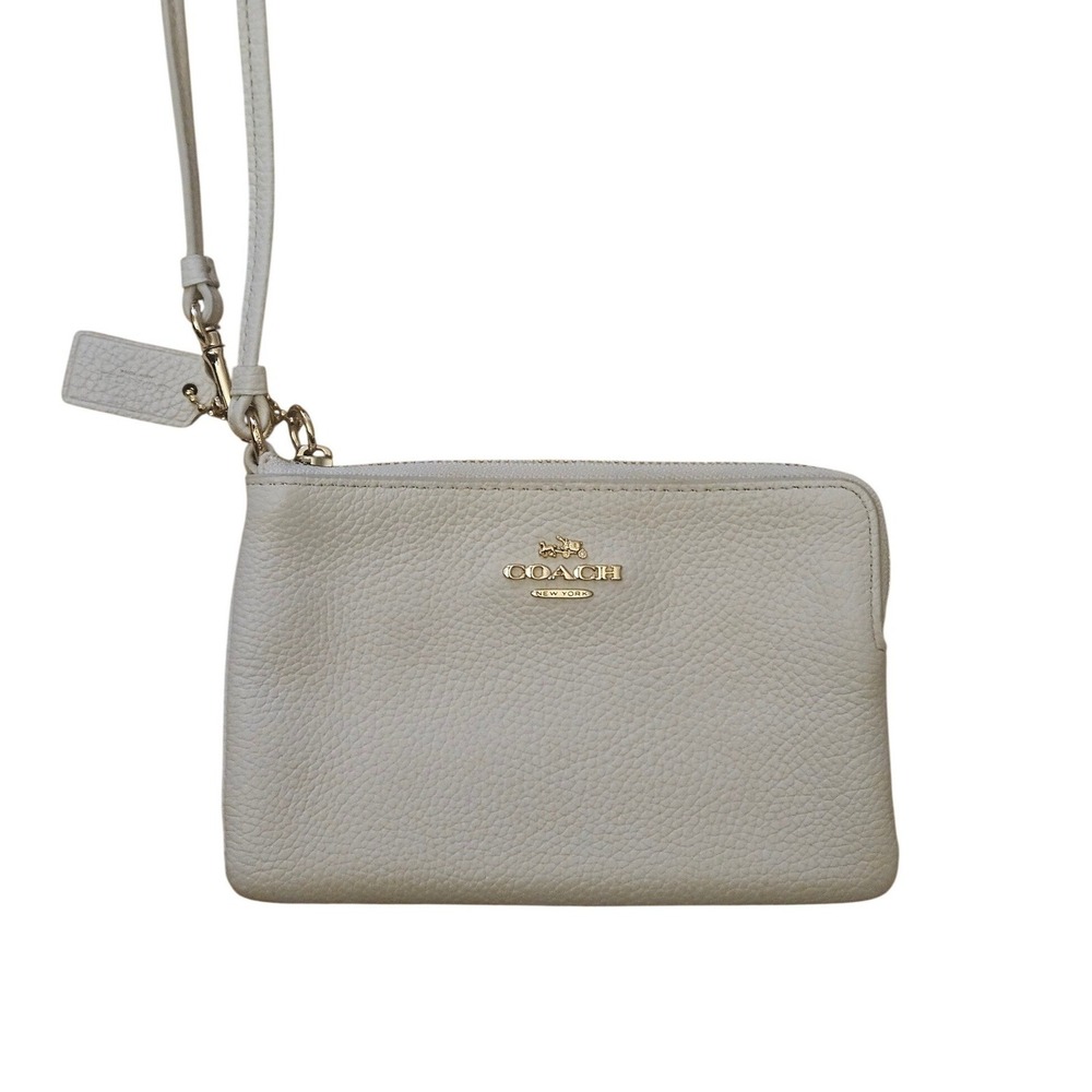 Coach Nolita Wristlet 19 Chalk White Pebbled Leather Gold Hardware